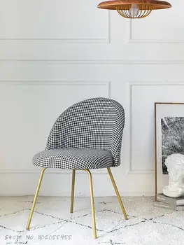 Скандинавский обеденный стул домашний легкий роскошный простой письменный стул спальня маникюрный стул со спинкой стул для макияжа чистый красный стул ins