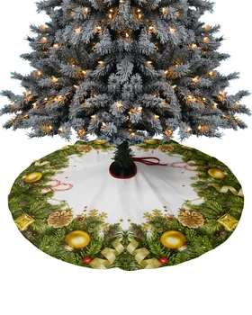 Рождественские гирлянды из сосновых иголок, юбка для рождественской елки, Рождественские украшения для дома, круглые юбки для рождественской елки, базовая крышка