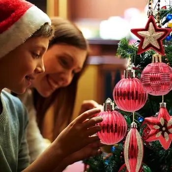 Более Толстые Рождественские Безделушки, Мерцающие Украшения Для Рождественской Елки, 39 Разноцветных Подвесных Шаров, Декоративные Подвески для Праздничного Дома