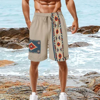 Летние мужские дышащие пляжные шорты с принтом в стиле бохо, повседневные спортивные шорты, дышащие, быстросохнущие, для занятий фитнесом и бегом трусцой 2023 года.
