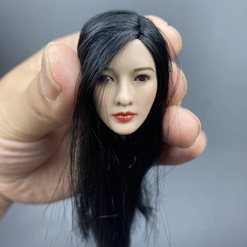 1: 6 Черные прямые волосы, голова азиатской девушки, вырезанная для 12-дюймового бесшовного корпуса фигурки JIAOU TBLeague
