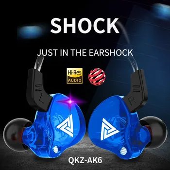 Qkz Ak6 Спортивные наушники-вкладыши с проводным приводом с микрофоном, гарнитура для мобильного телефона с дополнительными басами