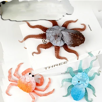 Фигурки животных в океане, резиновые игрушки-осьминоги для детей, эластичные, эластичные, реалистичные игрушки-рептилии, плавающие игрушки для ванны