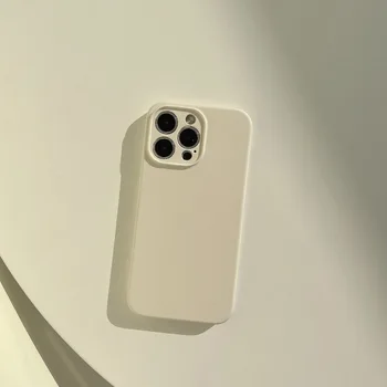 Ретро квадратный однотонный чехол для мобильного телефона из жидкого силикона в стиле ретро для iPhone 14 13 12 11 Pro Max 14plus, защитный чехол для камеры
