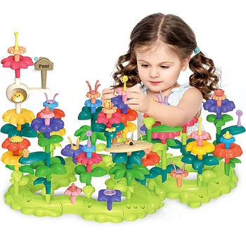 Набор игрушек для строительства цветочного сада для детей, развивающая деятельность для дошкольников, творчество для малышей, Игры в штабелирование блоков, подарок
