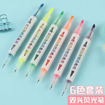 Цветной маркер с двойной головкой, 6-цветной маркер карамельного цвета, учащиеся используют цветной маркер для шероховатых клавиш.