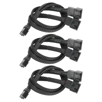 3шт Кабель‑адаптер вентилятора, шнур для материнской платы 2‑в-1 с плетеной веревкой, от 4‑контактного до 4-контактного + 3-контактного