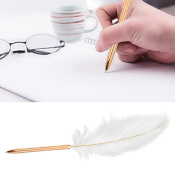 Шариковая ручка с белым пером в стиле ретро, изысканная ручка Siganture, многоразовая шариковая ручка для свадьбы, офиса, делового подарка