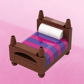 MOC, Модельный ряд мебели для двуспальной кровати, Строительные блоки, Декоративная спальня С детскими игрушками, кирпичи, детские подарки