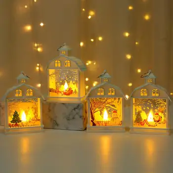 Рождественский Ветрозащитный фонарь в доме, светодиодный ночник, Снеговик, Санта-Клаус, элемент Лося, создающий атмосферу, Рассеянное освещение, Оконные шторы.