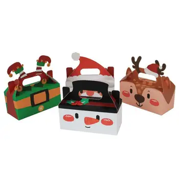 Упаковка рождественского подарка Праздничная коробка конфет Рождественская подарочная коробка Рождественские картонные подарочные коробки для конфет и печенья с ручкой для вкусностей