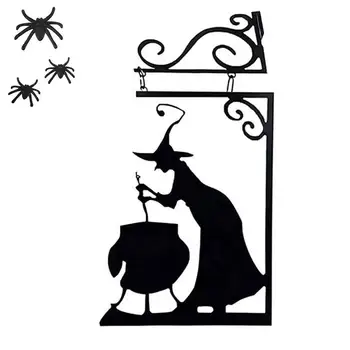 Силуэт ведьмы Знак двора Хэллоуин Злая Ведьма Металлический Силуэт Хэллоуин Наружные украшения Сад Подвесные Украшения Вечеринка