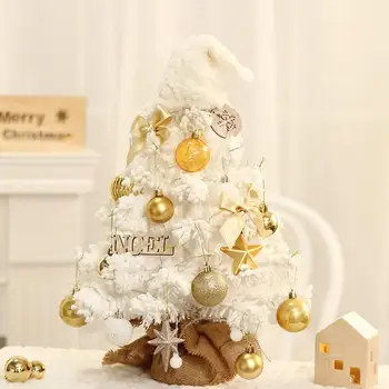 Светодиодная Рождественская елка с бантиком, блестящие рождественские шары, светящийся орнамент в виде маленькой елки, украшение рабочего стола, реквизит для фотосессии