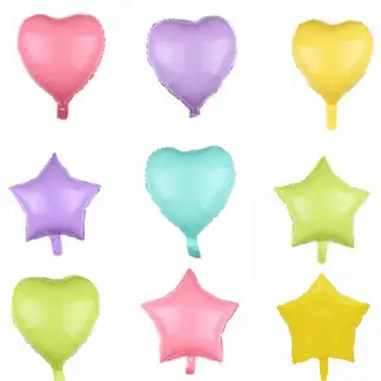 18-дюймовые воздушные шары в форме сердца и звезды, воздушные шары из фольги цвета Макарон на день рождения, детский душ, украшения для вечеринки по случаю Дня рождения, свадебные принадлежности