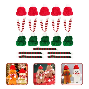 20шт Рождественская Миниатюрная Шляпа Санта-Клауса, Шарф, украшение для бутылок, принадлежности для Рождественской вечеринки, шляпы