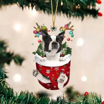 Рождественские украшения в деревенском стиле, уникальные рождественские украшения, очаровательные рождественские украшения для любителей собак, Двусторонние чулки