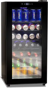 Охладитель для напитков объемом 3,2 кубических фута с сенсорным управлением, холодильник для пива с автоматической разморозкой / Съемные полки для дома и офиса