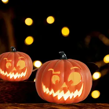 Легкие праздничные Тыквенные фонарики в форме тыквы на Хэллоуин, Жуткие светящиеся украшения для домашних вечеринок, орнамент из освещенной тыквы