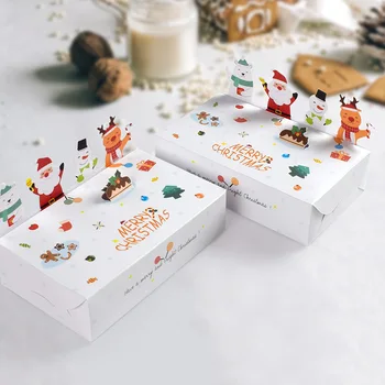10шт Счастливого Рождества Подарочная коробка конфет из Крафт-бумаги Мультяшная Коробка Печенья 2023 Украшение Рождественской вечеринки Xmas Navidad 2024 Новый Год