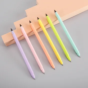 Вечный двуглавый карандаш Macaron Color без чернил, ручка HB, инструмент для рисования эскизов, школьные принадлежности для детей, канцелярские принадлежности